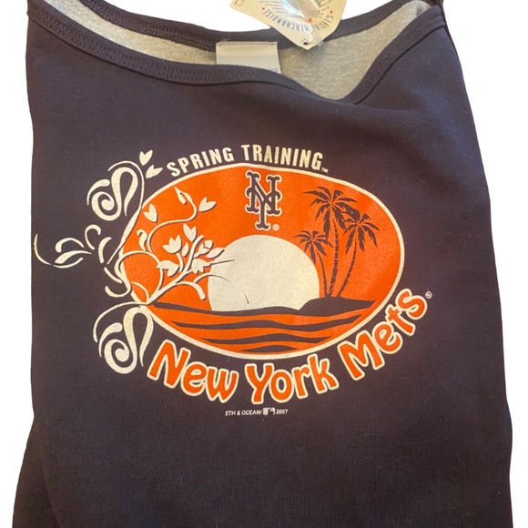 NY Mets Women’s Tank Top Spaghetti Straps Spring Training Navy Blue Orange - Picture 1 of 14